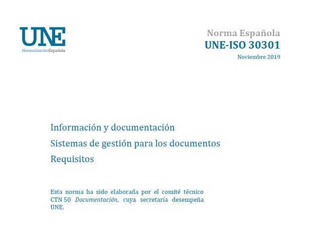New version of the UNE-ISO 30301 Standard for document management